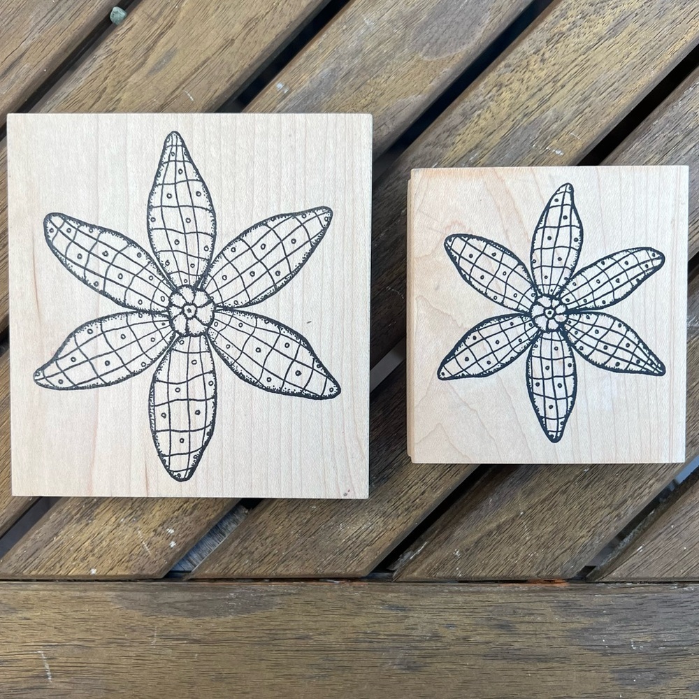 Outlines Rubber Stamp Set of 2 Floral Stamps Poinsettia Christmas Flowers